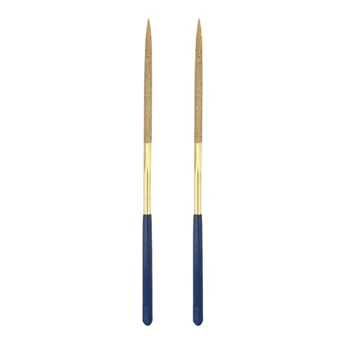 HARFINGTON 2Pcs Diamond File 5x180mm 120Grit Diamond Needle Gold Files - color: Gold, size: 5 x 180mm 120 Grit