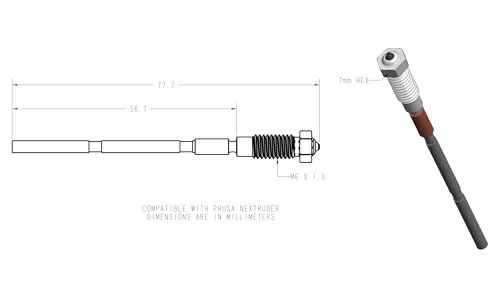 Diamondback Prusa Nextruder Compatible Nozzle, Diamond Tip, 0.4mm - size: 0.4mm