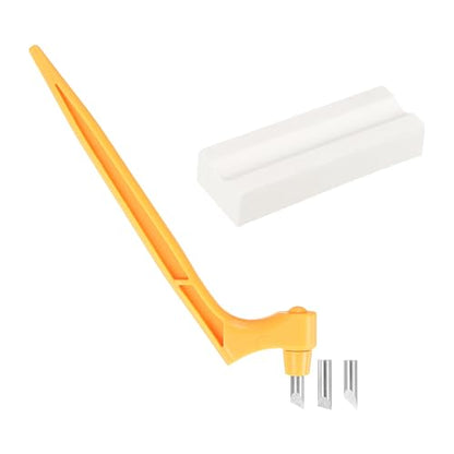 HARFINGTON Craft Cutting Tools 15/30/45 Degree Blades 360 Degree Rotating Blade Stainless Steel Cutter Pen Knife with Sharpening Stone for DIY Crafts Stencils Scrapbooks, Yellow - color: Yellow