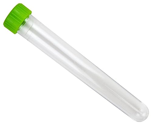 Caplugs Evergreen 214-2068-G50 TTTC Series – Round Bottom Non-Sterile General Purpose Test Tubes with Green Screw Cap 1000 Pack, Natural, Polystyrene, 16x120mm, 8 mL Laboratory Testing, Mild Acid - size: 16 x 120 mm, 8 mL
