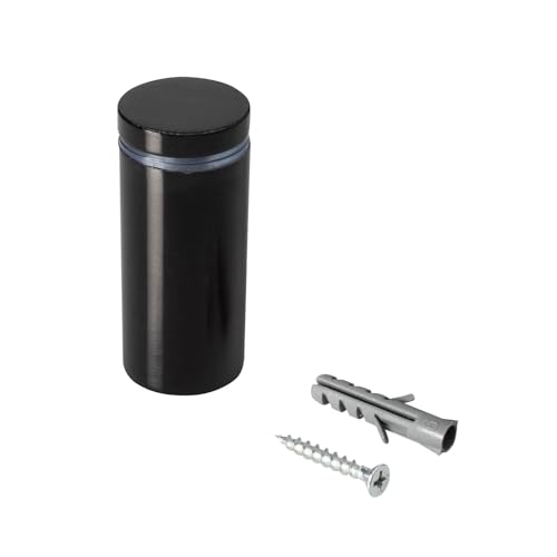 OUTWATER Sign Standoff 1" Diameter x 2" Barrel Length Black Aluminum Eco Series Easy Fasten Standoff Pack of 8 - size: 8 Piece Pack