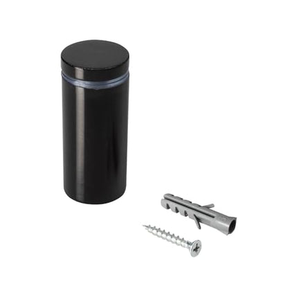 OUTWATER Sign Standoff 1" Diameter x 2" Barrel Length Black Aluminum Eco Series Easy Fasten Standoff Pack of 8 - size: 8 Piece Pack