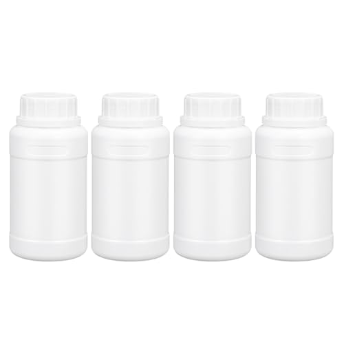 8 oz White HDPE Wide Mouth Bottles, Food Grade Plastic Storage Bottles with Leakproof Sealed Caps, 4 Pack - color: White, size: 8 ounces