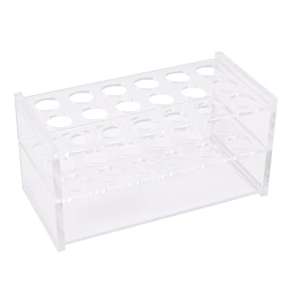 RUIAN Test Tube Holder Acrylic Lab Stand Rack 18-Well 17mm Diameter for 10ml Centrifuge Tubes, Durable Space-Saving Desktop Organizer for Laboratory, School & Science Classroom