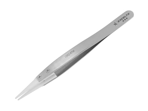 Excelta 159D-RTW Tweezers, Replaceable Tip, Straight, Three Star - size: 5", style: Acetal Strong Points