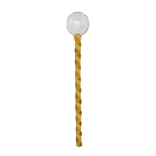 Glass Coffee Stirring Spoons 6.7 Inch Clear Crystal Cocktail Mixing Spoon Teaspoons Ice Cream Jam Yogurt Sugar Scoop Swizzle Stick Stirrer for Bar Cafe Party Banquet (Yellow Orange) - color: Yellow Orange