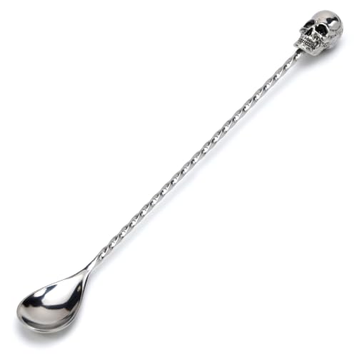 Homestia 12'' Bar Spoon, Cocktail Mixing Spoon for Bartending, Skull Decor - color: Skull 12" + Silver