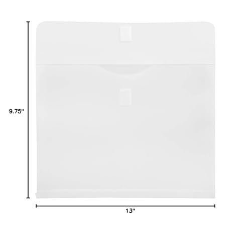 JAM PAPER Plastic Expansion Envelopes with Hook & Loop Closure - Letter Booklet - 9 3/4 x 13 with 1 Inch Expansion - White - 12/Pack - color: White, size: 1" Expansion