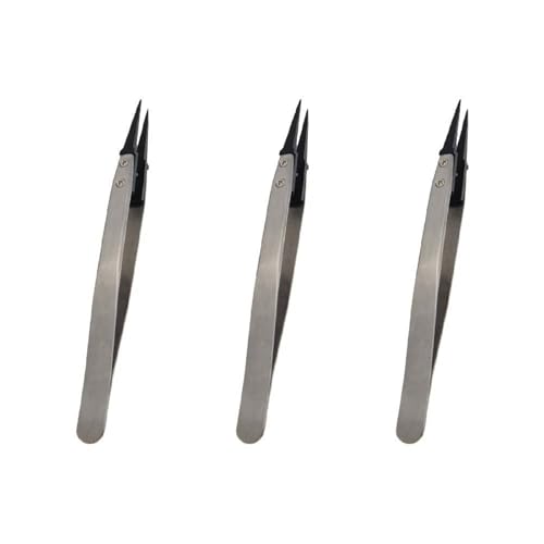Utoolmart 3 pcs ESD-259A Precision Anti-Static Carbon Fiber Tweezers Stainless Steel Tweezers for Craft Jewelry Electronics - color: 3pcs, size: ESD-259A