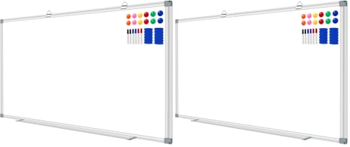 H-Qprobd 72"x48" Large Dry Erase Board for Wall 6' x 4' Magnetic Whiteboard Aluminum Presentation White Boards with Long Pen Tray, 6 Markers, 2 Erasers &12 Magnets (Pack of 2) - size: 72"x48" (Pack of 2)