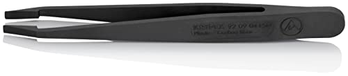KNIPEX Tools 92 09 04 ESD Plastic Gripping Tweezers-Blunt Tips-ESD, 4-1/2", Black