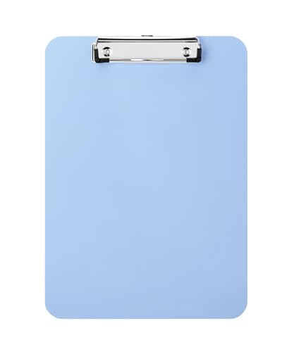 Light Blue Plastic Clipboard with Low Profile Clip (Pack of 6) - Letter Size Clipboard Blue with Flat Clip, A4 Size Acrylic Clip Board for Boys and Girls | Cute College & Back to School Supplies - color: Light Blue