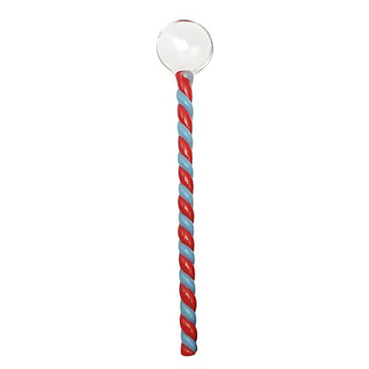 Glass Coffee Stirring Spoons 6.7 Inch Clear Crystal Cocktail Mixing Spoon Teaspoons Ice Cream Jam Yogurt Sugar Scoop Swizzle Stick Stirrer for Bar Cafe Party Banquet (Red Blue) - color: Red Blue