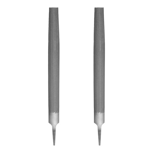 HARFINGTON 2pcs 10" Half Round Medium Cut File Double Cut Teeth Medium Metal File High Carbon Steel T12 without Handle for Metal Wood Tool Sharpener, Gray - size: 10"