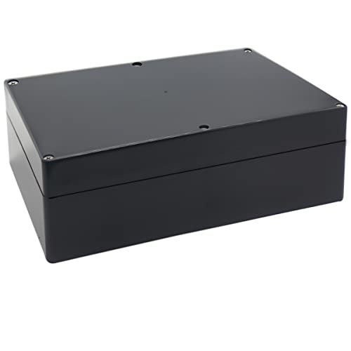 Watertight Junction Box, IP67 Waterproof Project Box Durable ABS Plastic Electronic Enclosure Case for DIY Electrical Project Black 10.35" x 7.17" x 3.74"(263 x 182 x 95 mm) - size: 10.35" x 7.17" x 3.74"