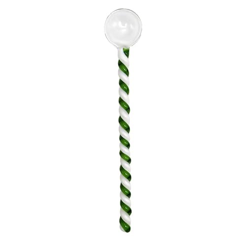 Glass Coffee Stirring Spoons 6.7 Inch Clear Crystal Cocktail Mixing Spoon Candy Color Teaspoons Ice Cream Jam Yogurt Swizzle Stick Stirrer for Bar Cafe Party Banquet (Green White) - color: Green White