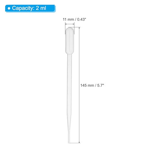 PATIKIL 2ml Pipettes Dropper, 64 Pcs Plastic Pipettes Disposable Pipette Transfer Pipette Calibrated Plastic Eye Dropper with Scale for Science Laboratory Resin DIY Crafts Makeup Oil - size: 2ml
