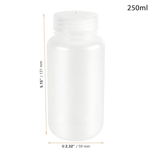 30 PCS Plastic Sample Bottles, 8oz 250 ml Laboratory Grade Wide Mouth Reagent Bottles Water Sample Bottle with Screw Caps for Laboratory, Liquids