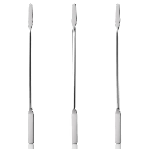 3 Pcs Small Metal Spatula, Lab Spatula, Double Ended Micro Spatula, Stainless Steel Mini Spatula, Square/Round End Spatula, Makeup Spatula Tool for Mixing Cosmetics - color: 3 Pcs