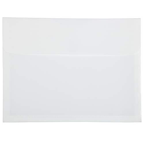JAM PAPER Plastic Expansion Envelopes with Hook & Loop Closure - Letter Booklet - 9 3/4 x 13 with 1 Inch Expansion - White - 12/Pack - color: White, size: 1" Expansion