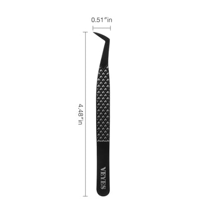 VEYES INC Lash Tweezers for Eyelash Extensions,High Precision Tweezers for Individual Classic and Volume Lash,Stainless Steel Tweezers-90 Degree - style: Noir N7
