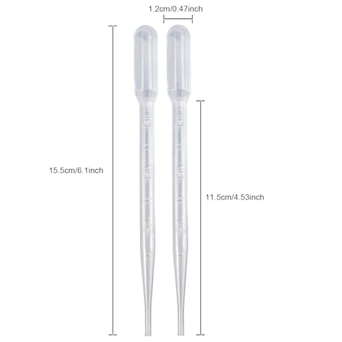 100PCS 3ML Plastic Transfer Pipettes,Disposable Graduated Transfer Pipettes Dropper for Essential Oil Mixture, Scientific Experiment, Make up Tool，Home Use, Science Class, Lab Experiments, DIY Art