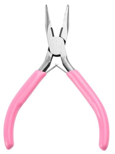 Needle Nose Pliers 4.5 Inch for Jewelry Making, Small Needlenose Mini Comfort Grip Handle Craft Pliers (Pink) - color: Pink