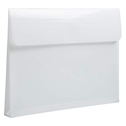JAM PAPER Plastic Expansion Envelopes with Hook & Loop Closure - Letter Booklet - 9 3/4 x 13 with 1 Inch Expansion - White - 12/Pack - color: White, size: 1" Expansion