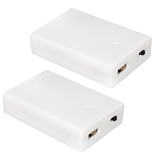 OPSFALCON 3 AA Battery Holder, 3 AA Battery Case Box Holder, 3 x 1.5V AA Battery Holder Case Box with On/Off Switch and Cover, with USB Port, White, 4.5V 5V, 2-Pack (3AA-White-2PCS) - size: 3AA-White-2Pack