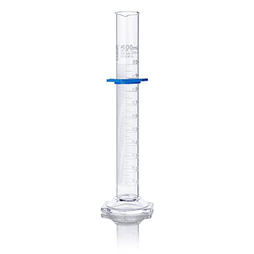 Graduated Cylinder, Globe Glass, 100mL, Class A, to Deliver (TD), Dual Grads, 3.3 Borosilicate Glass, ASTM E1272, 1/Box - size: 100 mL