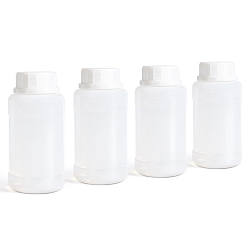 DEMORA 8 oz Leakproof HDPE Wide Mouth Bottles, Translucent 4 Pack - color: Translucent, size: 8 oz