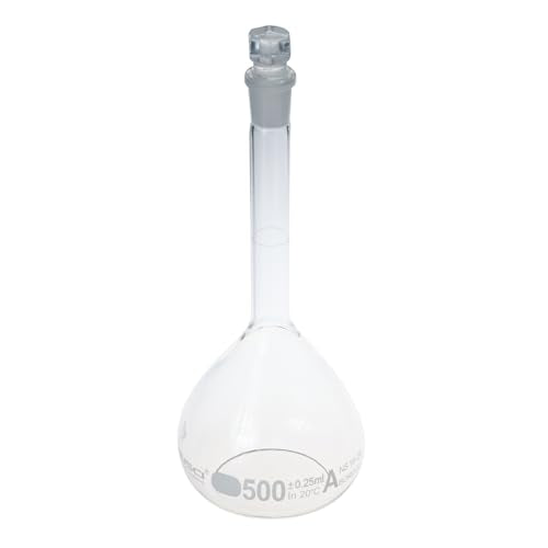 2PCS 500ML Volumetric Flask, Class A, Glass Stopper for Laboratory - color: Clear Glass, size: 500ML