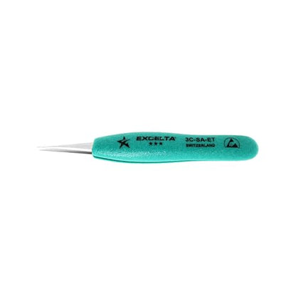 Excelta 3C-SA-ET Straight Very Fine Precision Pointed Tweezers - size: 4.75" Tweezer, Straight Very Fine Points, style: Anti-Mag. Stainless Steel, Swiss Quality, 3C-SA-ET