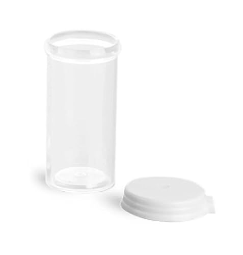 2 1/2 Dram Clear Styrene Vials w/Snap Caps - size: 2 1/2 Dram, 12 Caps per Case