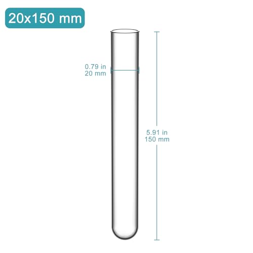 StonyLab Borosilicate Glass Round Bottom Test Tubes, 20mm OD X 150mm Length (Pack of 20) - style: 20 Pack