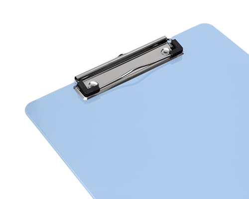 Light Blue Plastic Clipboard with Low Profile Clip (Pack of 6) - Letter Size Clipboard Blue with Flat Clip, A4 Size Acrylic Clip Board for Boys and Girls | Cute College & Back to School Supplies - color: Light Blue