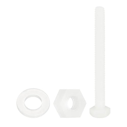 uxcell 300 Pcs/100 Sets Nylon Hex Bolts, M4 x 40mm Plastic Full Threaded Hex Head Screws Bolts and Nuts with Flat Washers for Machinery Electronics Industrial Accessories, White - size: M4 x 40mm
