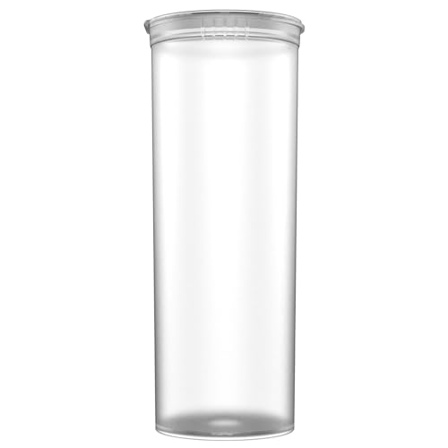 Dragon Chewer 60 Dram CR Plastic Packaging Pop Top Containers - Child Resistant Travel Holder Vial Bottles - 75 qty (Clear) - color: Clear