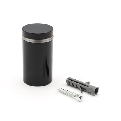 OUTWATER Sign Standoff 1" Diameter x 1-1/2" Barrel Length Black Aluminum Eco Series Easy Fasten Standoff Pack of 20 - size: 20 Piece Pack
