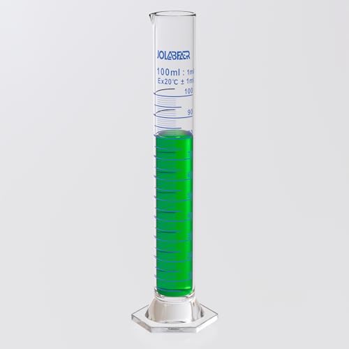 JOLABEAR 100 mL Glass Graduated Cylinder, 3.3 Borosilicate, 2-Pack - size: 100ml-2pcs