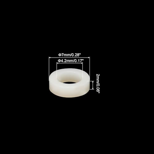 PATIKIL M4 Electrical Outlet ABS Spacers, 120 Pcs 4.2mm ID, 7mm OD, 2mm Length Washer Spacer Assortment Plastic Round Without Threaded,Switch and Receptacle Spacers for M4 Screws - size: 4.2mm ID x 7mm OD x 2mm Length
