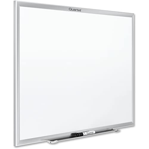 Quartet Dry Erase White Board 36"W x 24"H Non-Magnetic Whiteboard, Total Erase, Silver Aluminum Frame (S533) - color: Silver, size: 36"W x 24"H