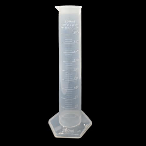 250ml Measuring Cylinder, Plastic Transparent Graduated Cylinder, Science Test Tube Flask, 2-Sided Bule Measuring Lines Graduated Cylinder Beaker - size: 250ml