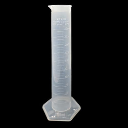 250ml Measuring Cylinder, Plastic Transparent Graduated Cylinder, Science Test Tube Flask, 2-Sided Bule Measuring Lines Graduated Cylinder Beaker - size: 250ml