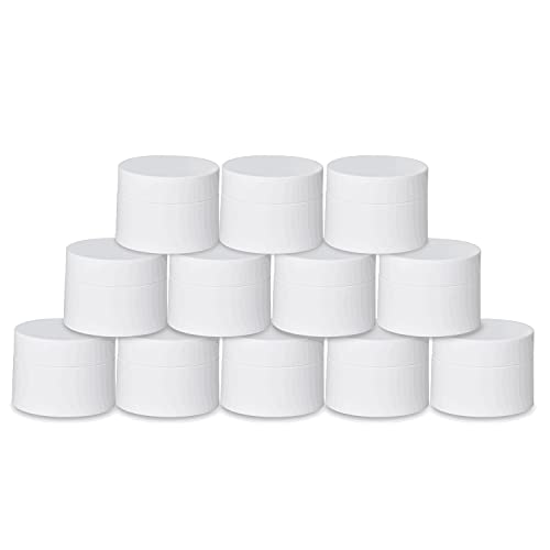 Plastic Containers Akamino White Plastic Lotion Jar with Inner Liners and Dome Lids for Make-up Cosmetic, Creams, Lotions, Refillable Travel Airtight Container Storage (1.25 Oz, 37 ML, 12 PCS) - color: White