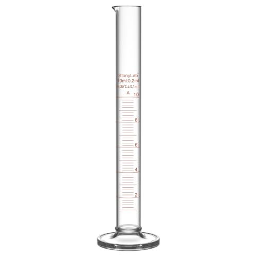 stonylab Class A Graduated Cylinder, 10 ml Borosilicate Glass High Precision Measuring Cylinder with Clear Scale and Stable Base for Laboratory Liquid Measurement - size: 10 ml