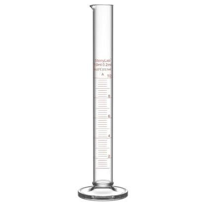 stonylab Class A Graduated Cylinder, 10 ml Borosilicate Glass High Precision Measuring Cylinder with Clear Scale and Stable Base for Laboratory Liquid Measurement - size: 10 ml