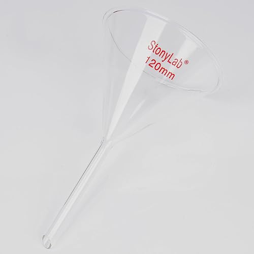 stonylab 1-Pack Glass Funnel, Heavy Wall Borosilicate Glass Funnel, 120mm Diameter and 120mm Stem Length - size: 120mm Diameter and 120mm Stem