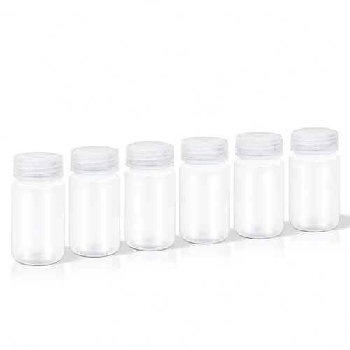 ASEVAT 5 Pcs 4 oz Airtight Pill Bottles Wide Mouth Reagent Lab Bottle, Plastic Small Bottle for Liquids, Sealed Leak-proof Water Sample Container, Clear Medicine Jar, Chemical Containers