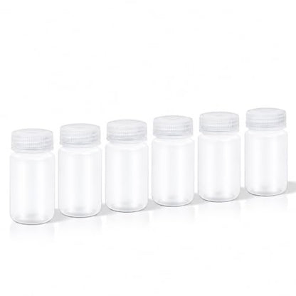 ASEVAT 5 Pcs 4 oz Airtight Pill Bottles Wide Mouth Reagent Lab Bottle, Plastic Small Bottle for Liquids, Sealed Leak-proof Water Sample Container, Clear Medicine Jar, Chemical Containers